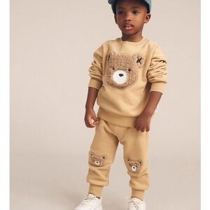 Huxbaby Tan Bear Sweatshirt and Jogger Set